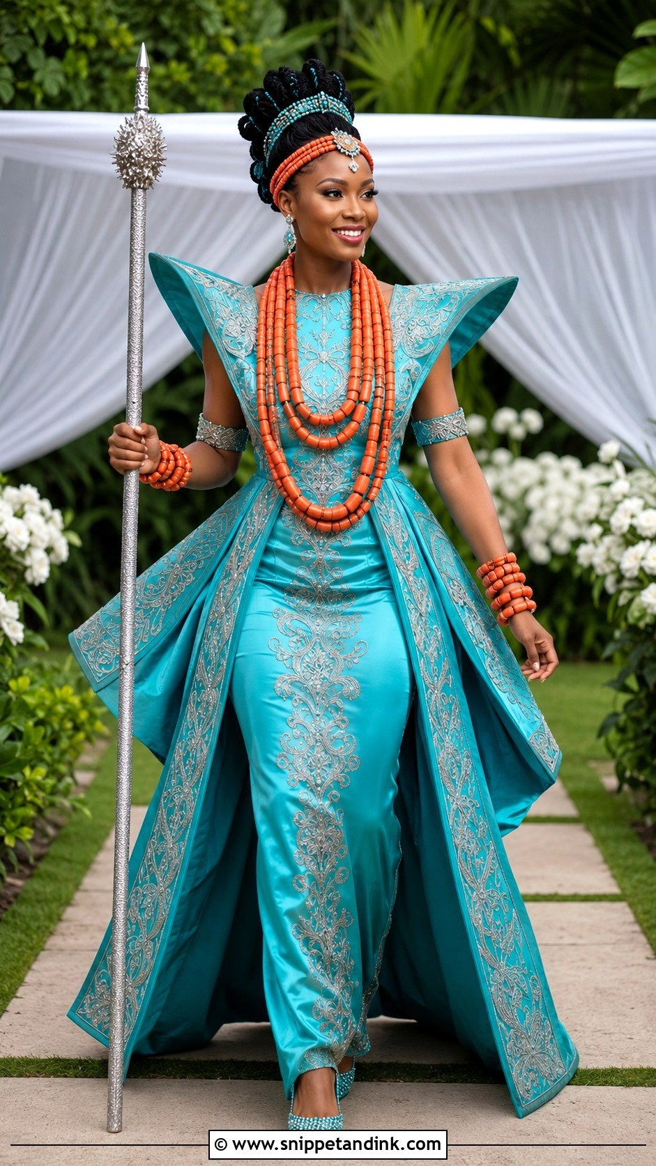 Turquoise Onyonyo Calabar Attire - Snippet and Ink - 20 Calabar Traditional Attire Ideas
