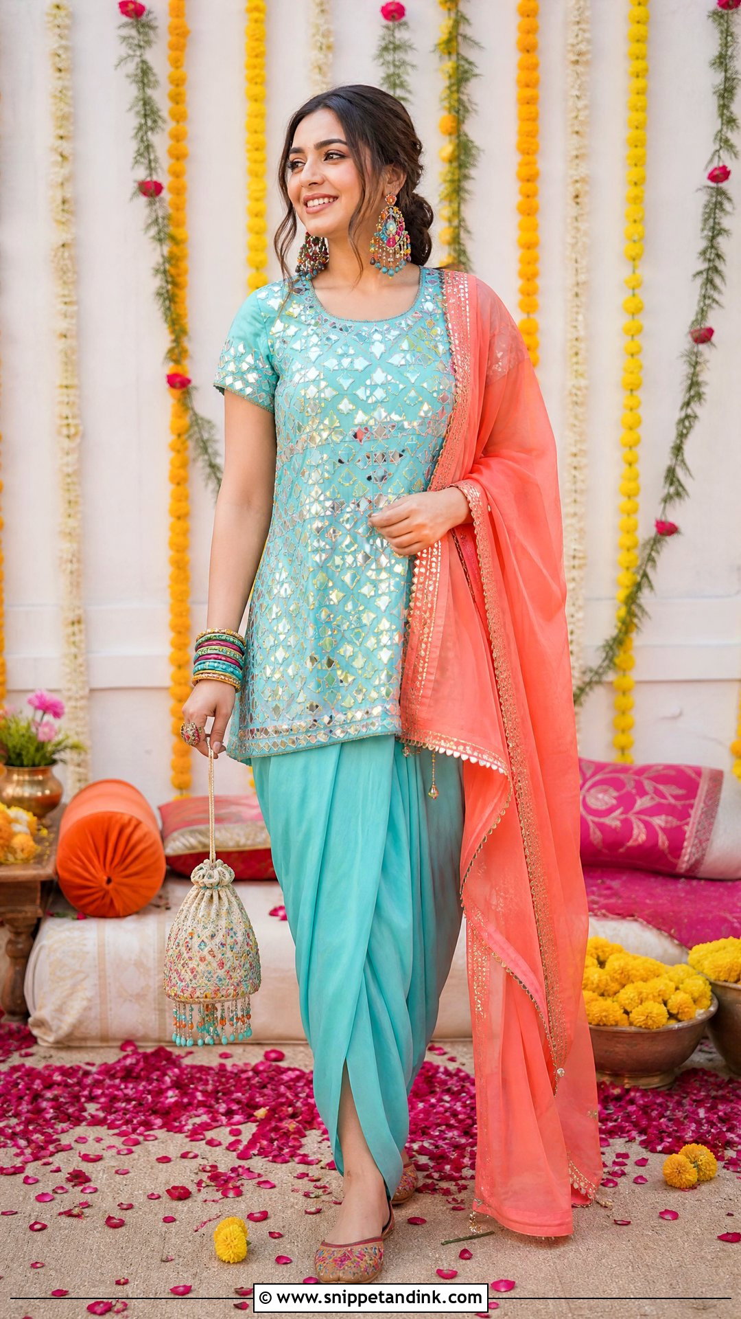 Turquoise Pakistani Dhoti Shalwar Dress - Snippet and Ink - 25 Pakistani Fancy Dresses for Wedding