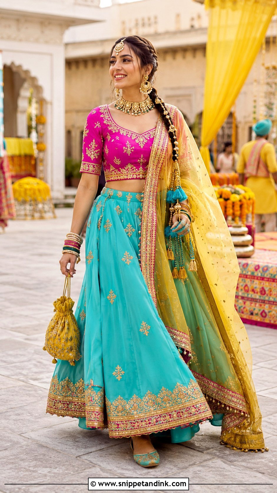 Turquoise Punjabi Jaggo Lengha - Snippet and Ink - 20 Jaggo Lengha Ideas