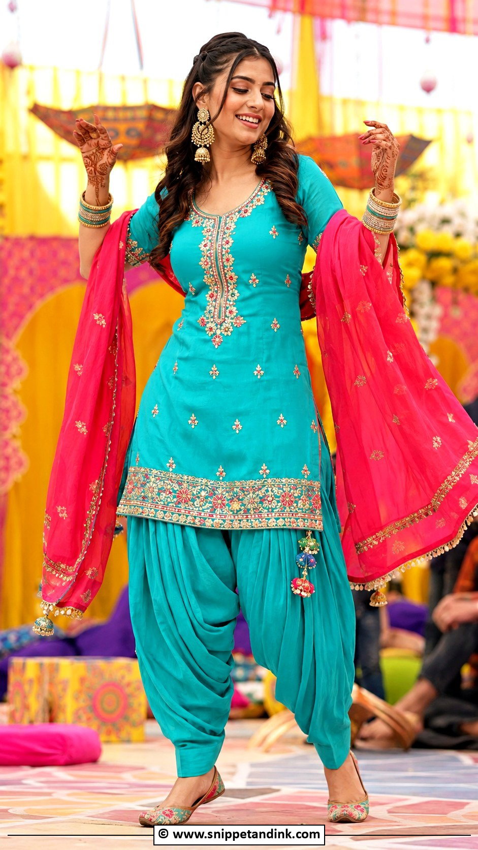Turquoise Punjabi Short Kurti Suit - Snippet and Ink - 30 Punjabi Wedding Suit Ideas