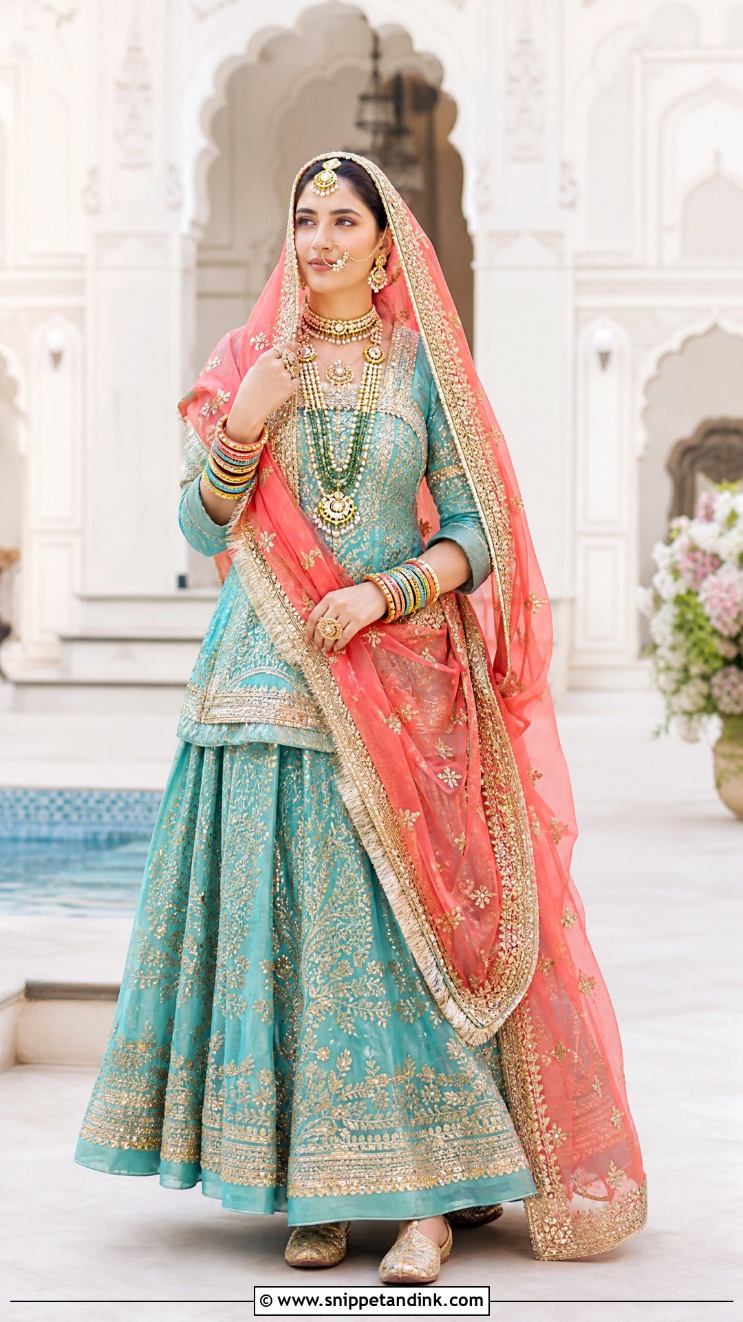 Turquoise Rajputi Bridal Poshak - Snippet and Ink - 20 Rajputi Bridal Poshak Ideas
