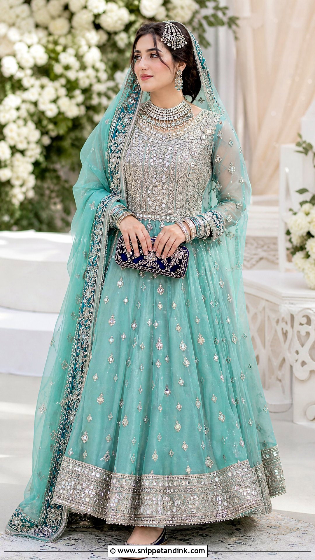 Turquoise Silver Afghan Wedding Dress - Snippet and Ink - 20 Traditional Afghan Wedding Dress Ideas