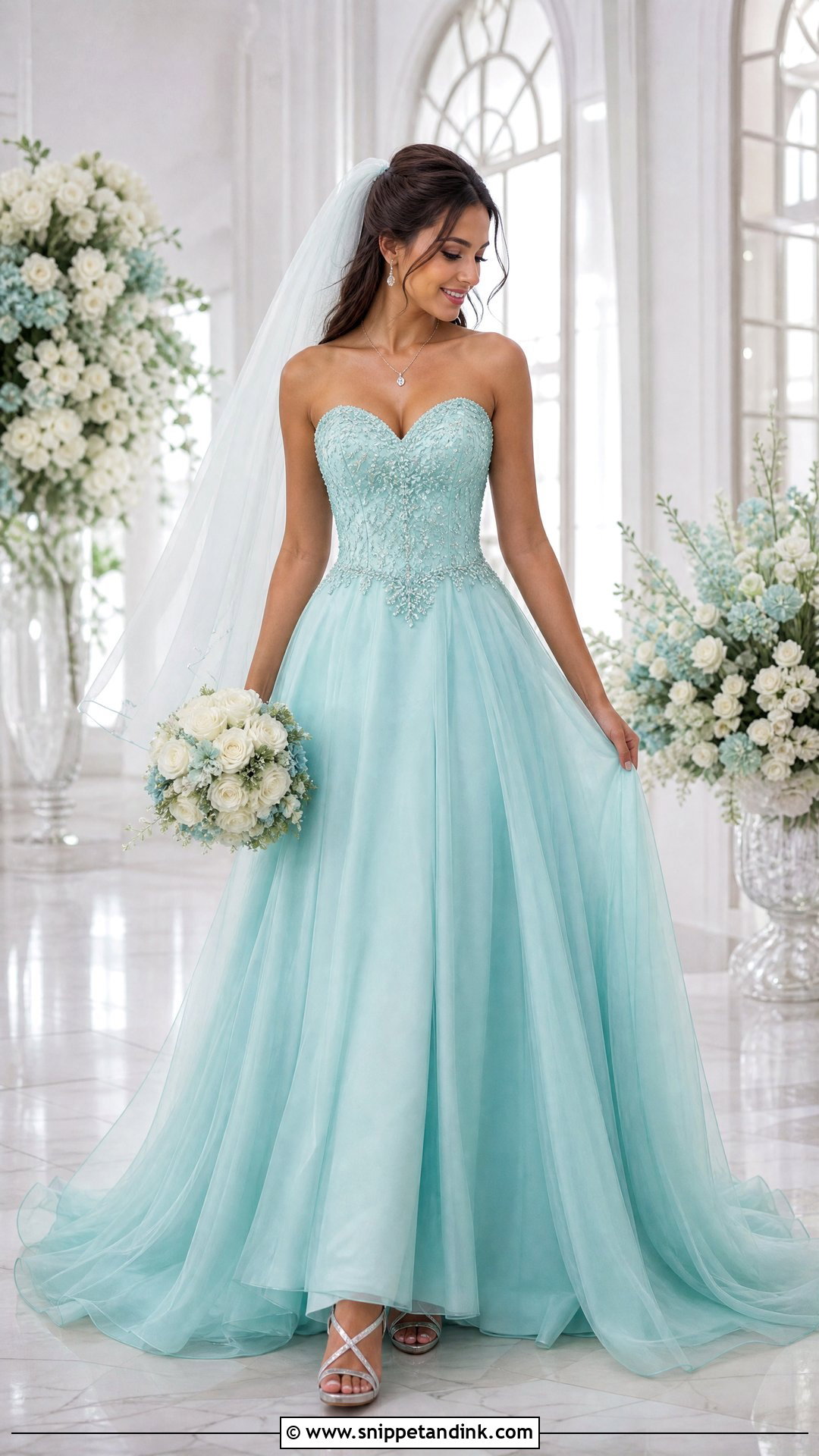 Turquoise Sweetheart Wedding Dress - Snippet and Ink - 20 Turquoise Wedding Dresses