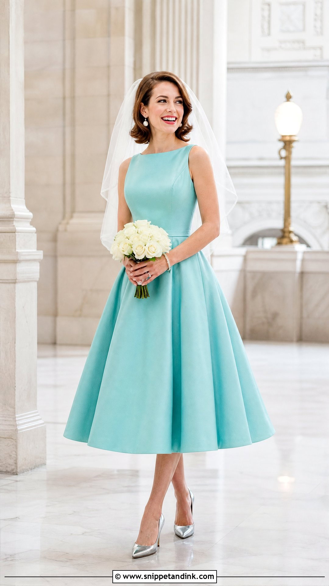 Turquoise Tea Length Wedding Dress - Snippet and Ink - 20 Turquoise Wedding Dresses