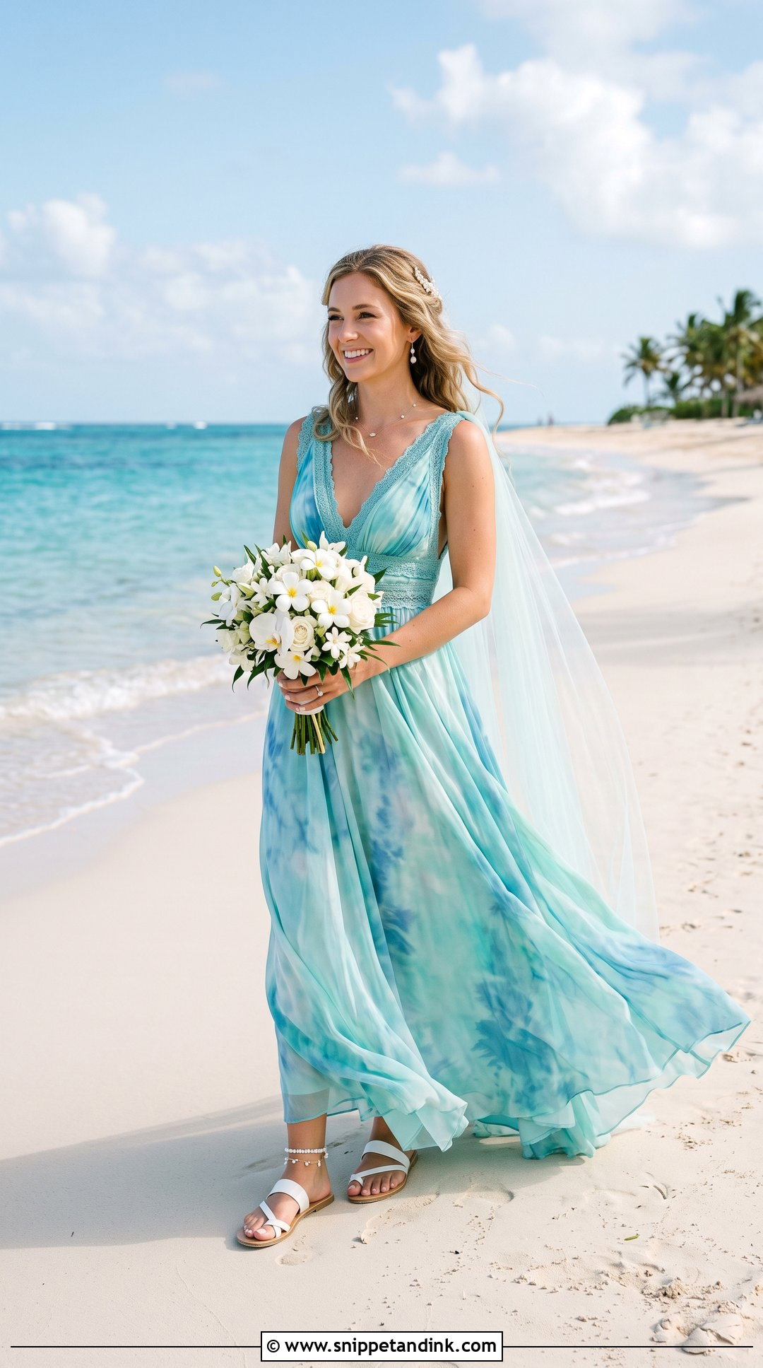 Turquoise Tie Dye Beach Wedding Dress - Snippet and Ink - 20 Tie Dye Wedding Dress Ideas