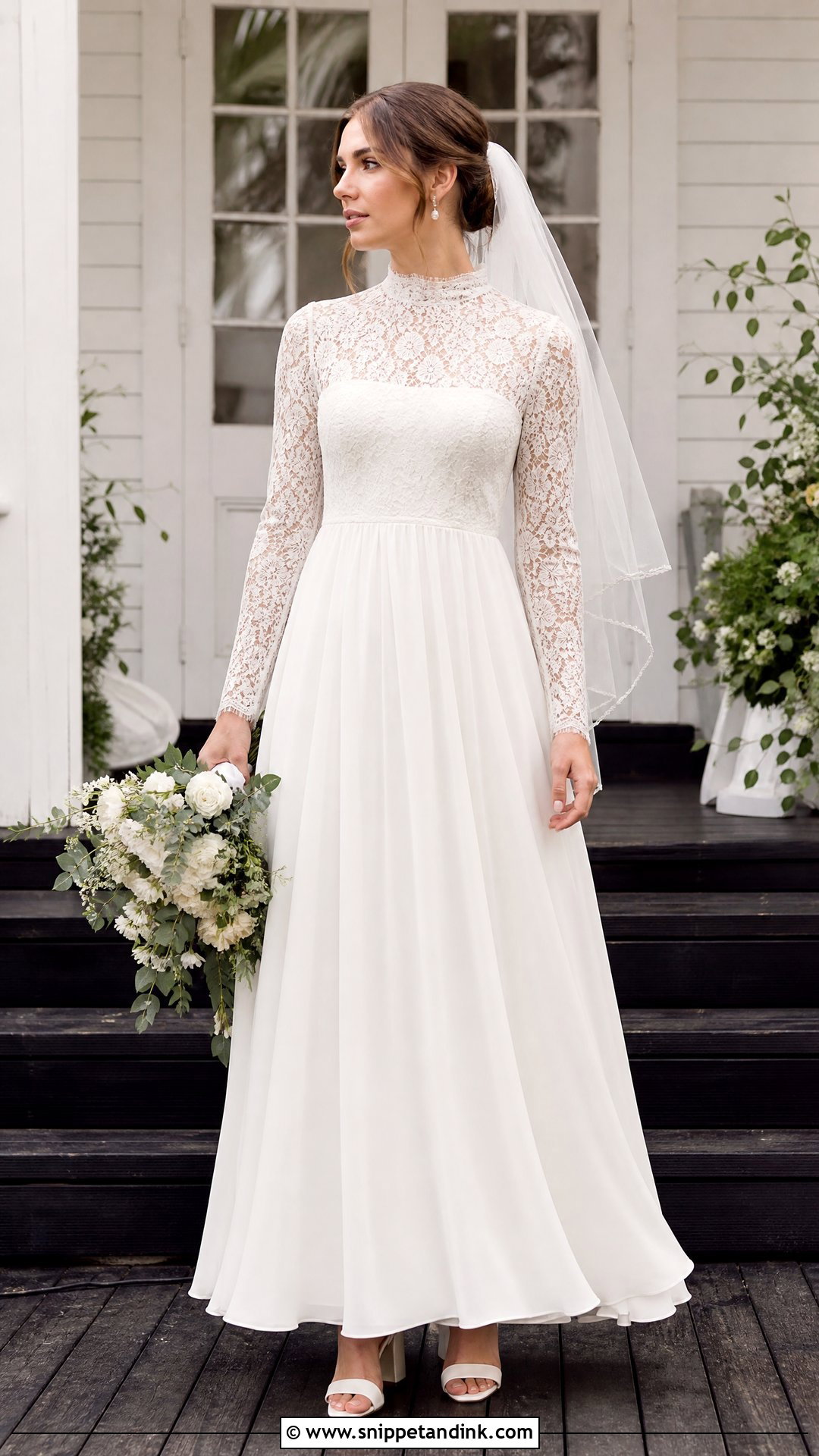 Turtleneck A Line Wedding Dress - Snippet and Ink - 25 Turtleneck Wedding Dress Ideas