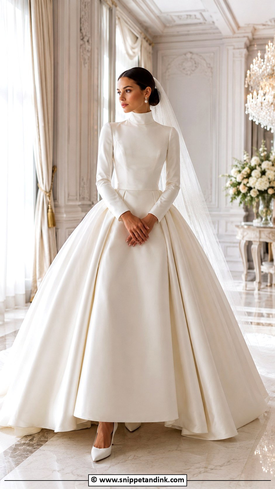 Turtleneck Ball Gown Wedding Dress - Snippet and Ink - 25 Turtle Neck Wedding Dress Ideas