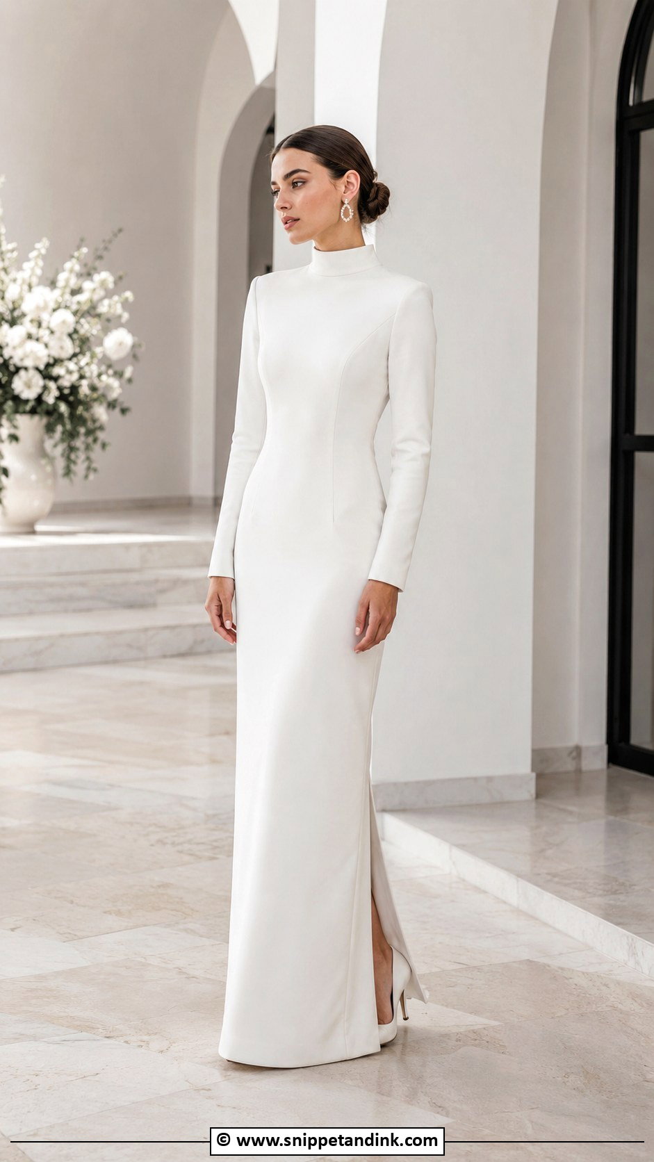 Turtleneck Column Wedding Dress - Snippet and Ink - 25 Turtle Neck Wedding Dress Ideas