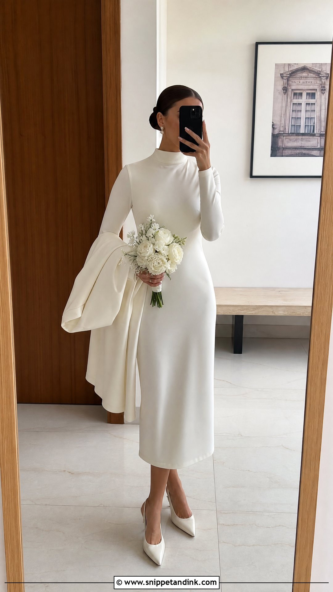 Turtleneck Courthouse Wedding Dress - Snippet and Ink - 25 Turtleneck Wedding Dress Ideas