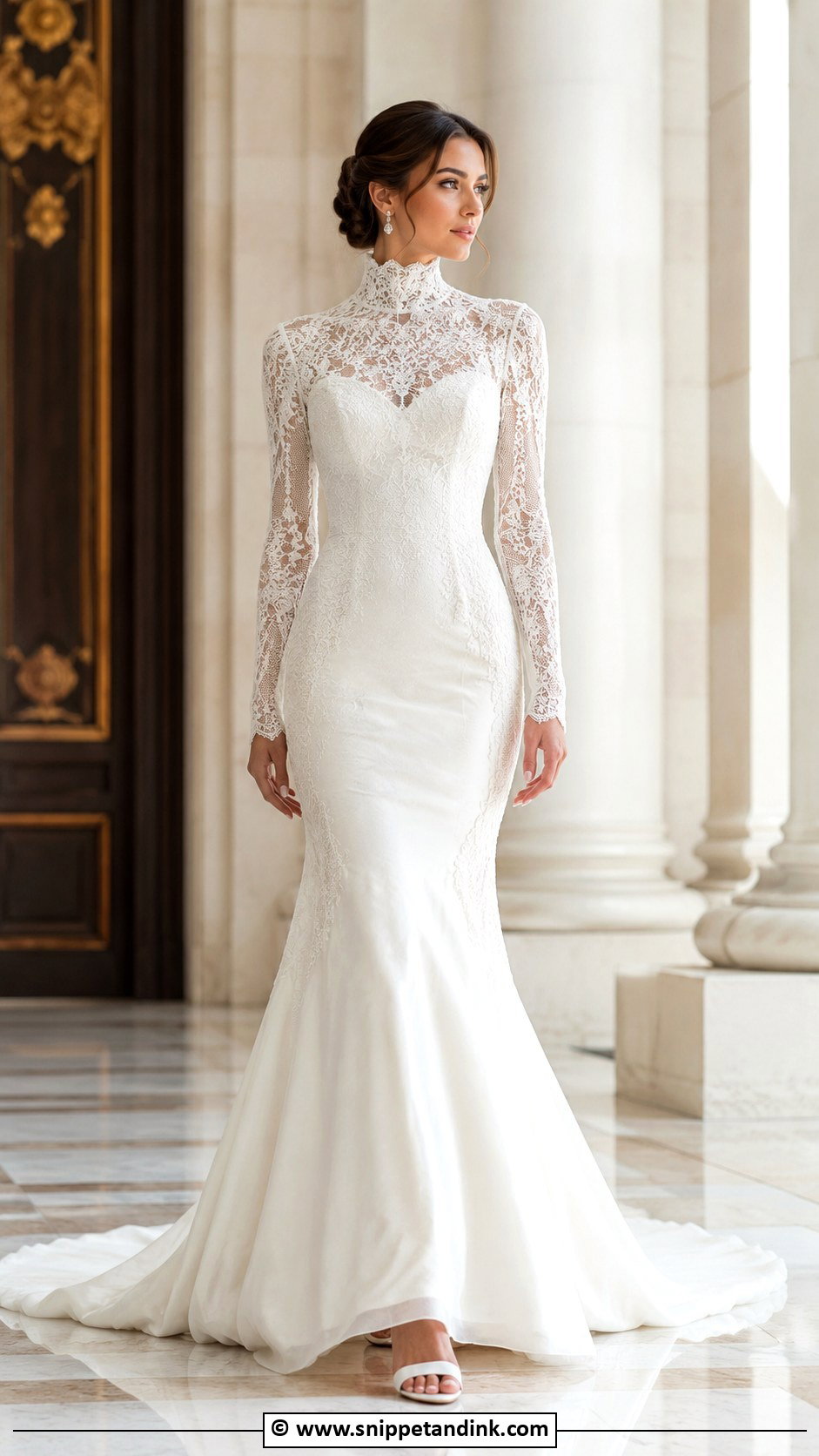 Turtleneck Mermaid Wedding Dress - Snippet and Ink - 25 Turtle Neck Wedding Dress Ideas