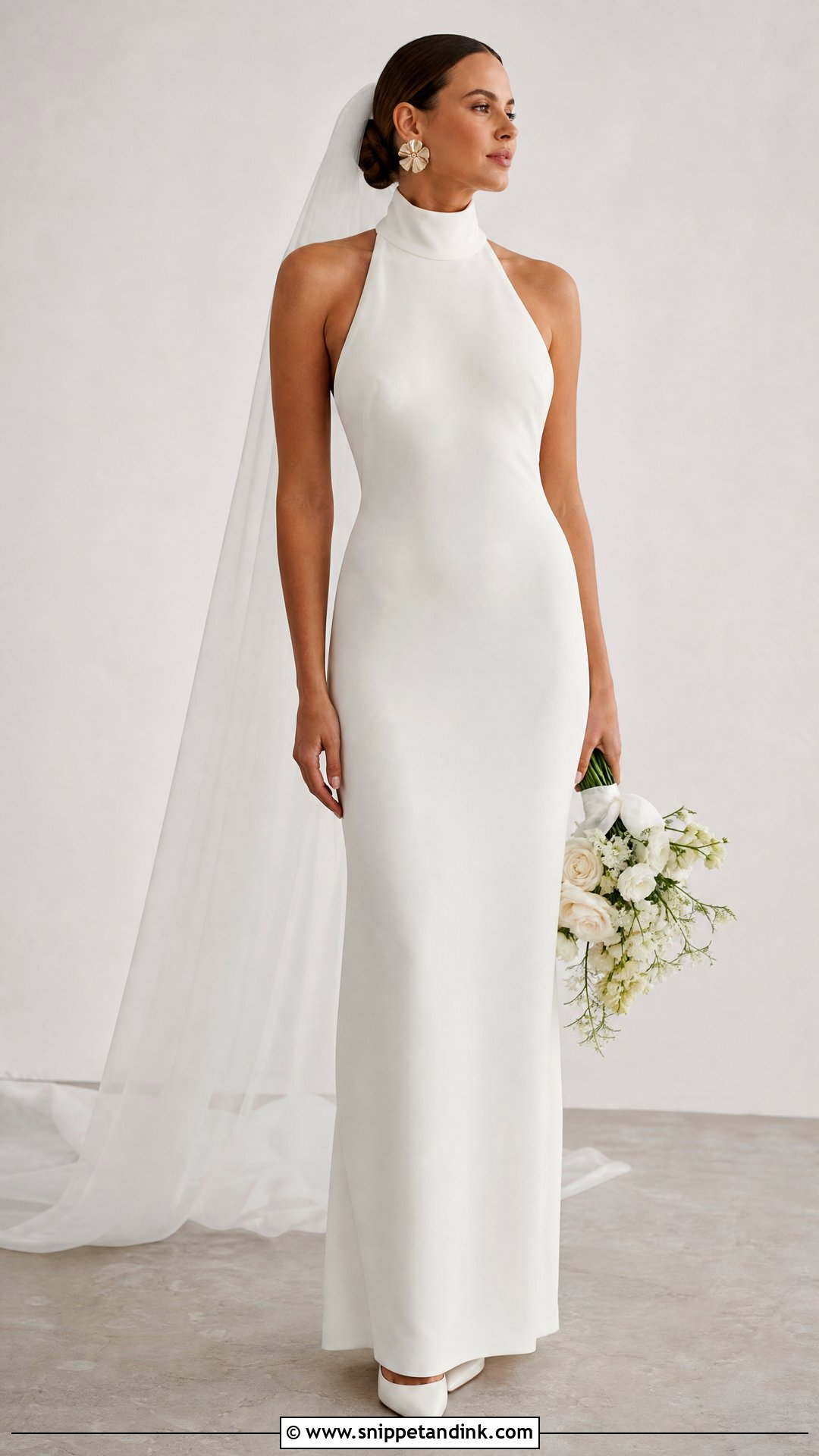 Turtleneck Minimalist Wedding Dress - Snippet and Ink - 25 Turtleneck Wedding Dress Ideas