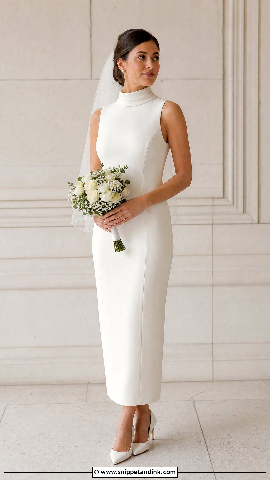 Turtleneck Sheath Wedding Dress - Snippet and Ink - 25 Turtleneck Wedding Dress Ideas