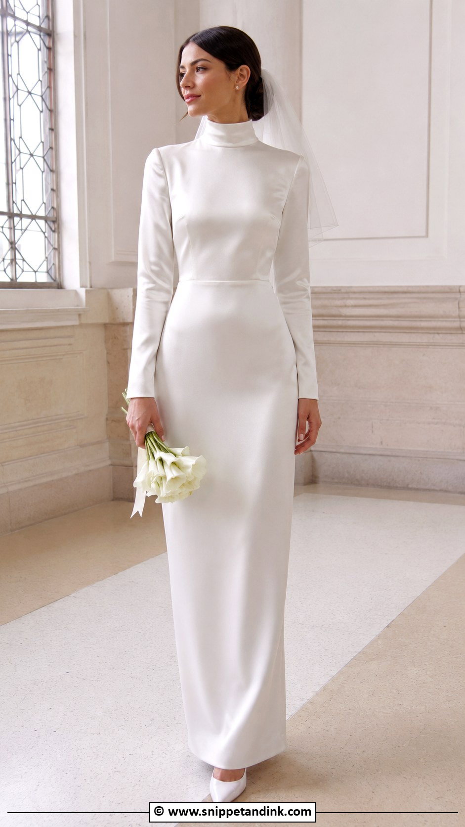 Turtleneck Sheath Wedding Dress - Snippet and Ink - 25 Turtle Neck Wedding Dress Ideas
