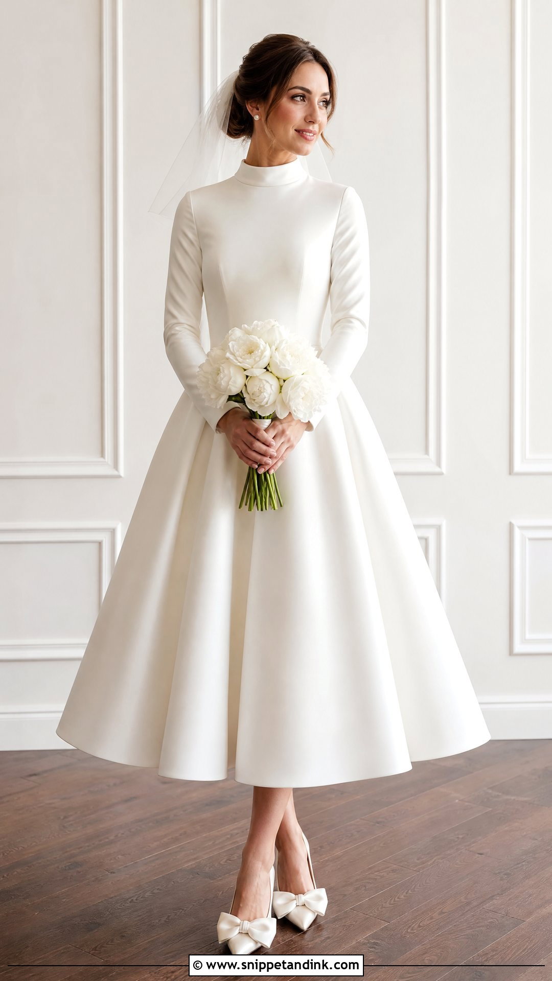 Turtleneck Tea Length Wedding Dress - Snippet and Ink - 25 Turtleneck Wedding Dress Ideas