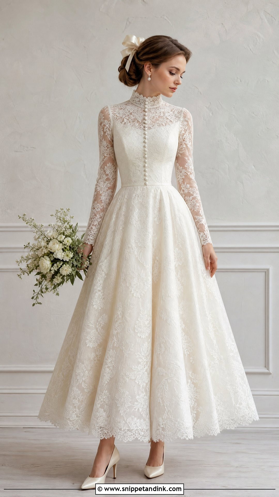 Turtleneck Vintage Wedding Dress - Snippet and Ink - 25 Turtleneck Wedding Dress Ideas