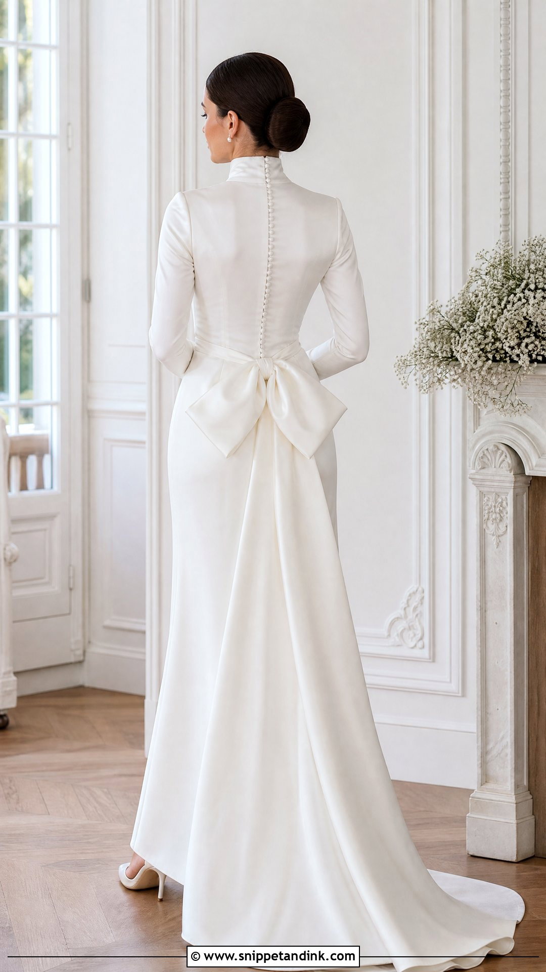 Turtleneck Wedding Dress With Bow Back - Snippet and Ink - 25 Turtleneck Wedding Dress Ideas