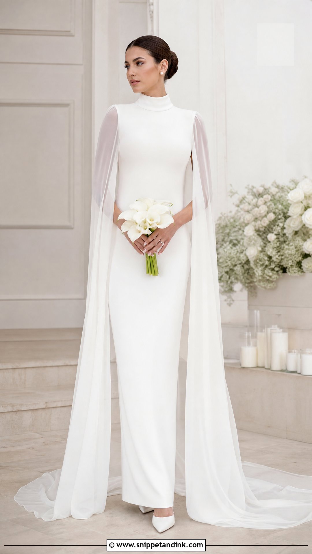 Turtleneck Wedding Dress With Cape - Snippet and Ink - 25 Turtleneck Wedding Dress Ideas