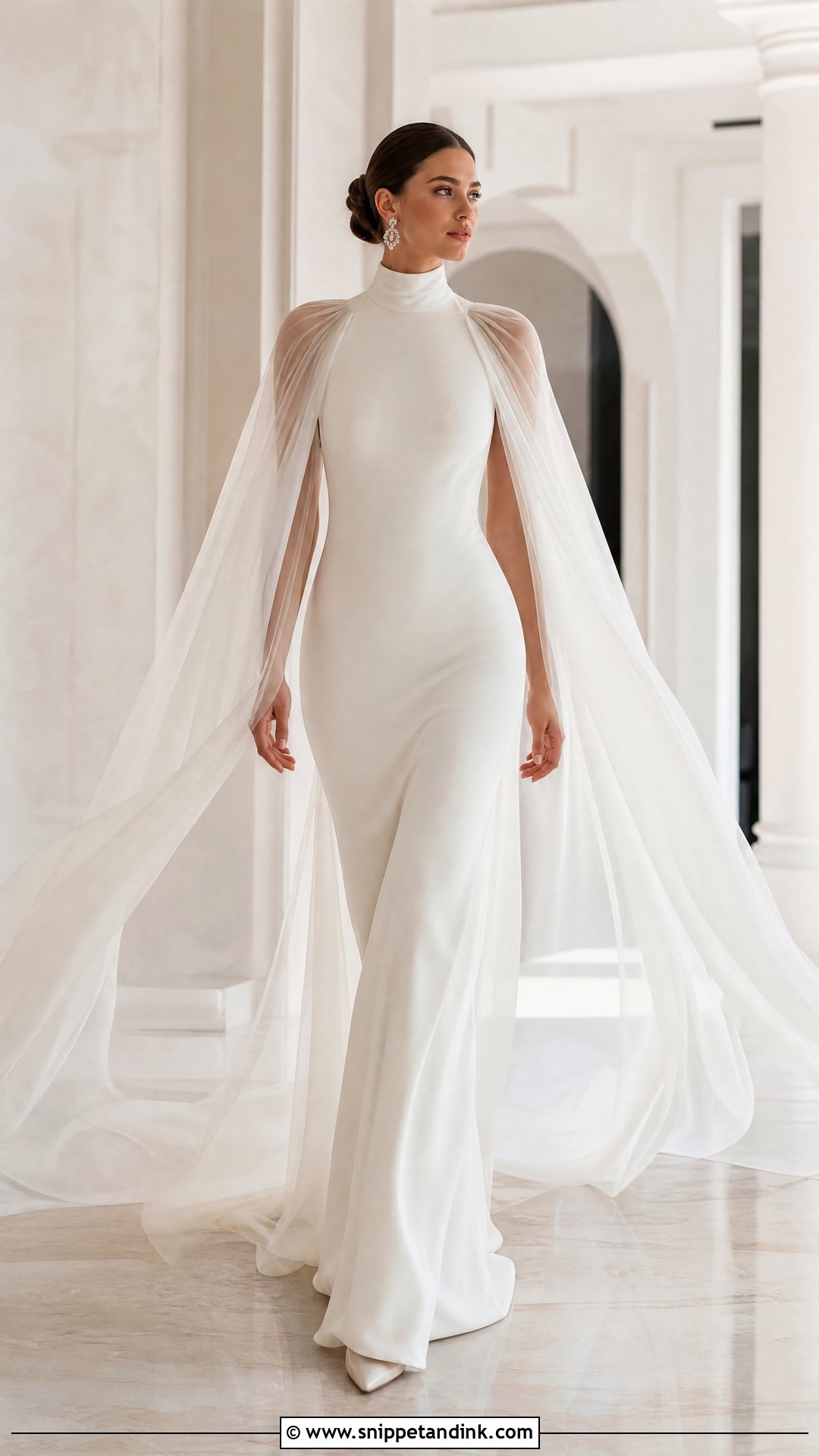 Turtleneck Wedding Dress With Cape - Snippet and Ink - 20 Turtleneck Wedding Dresses
