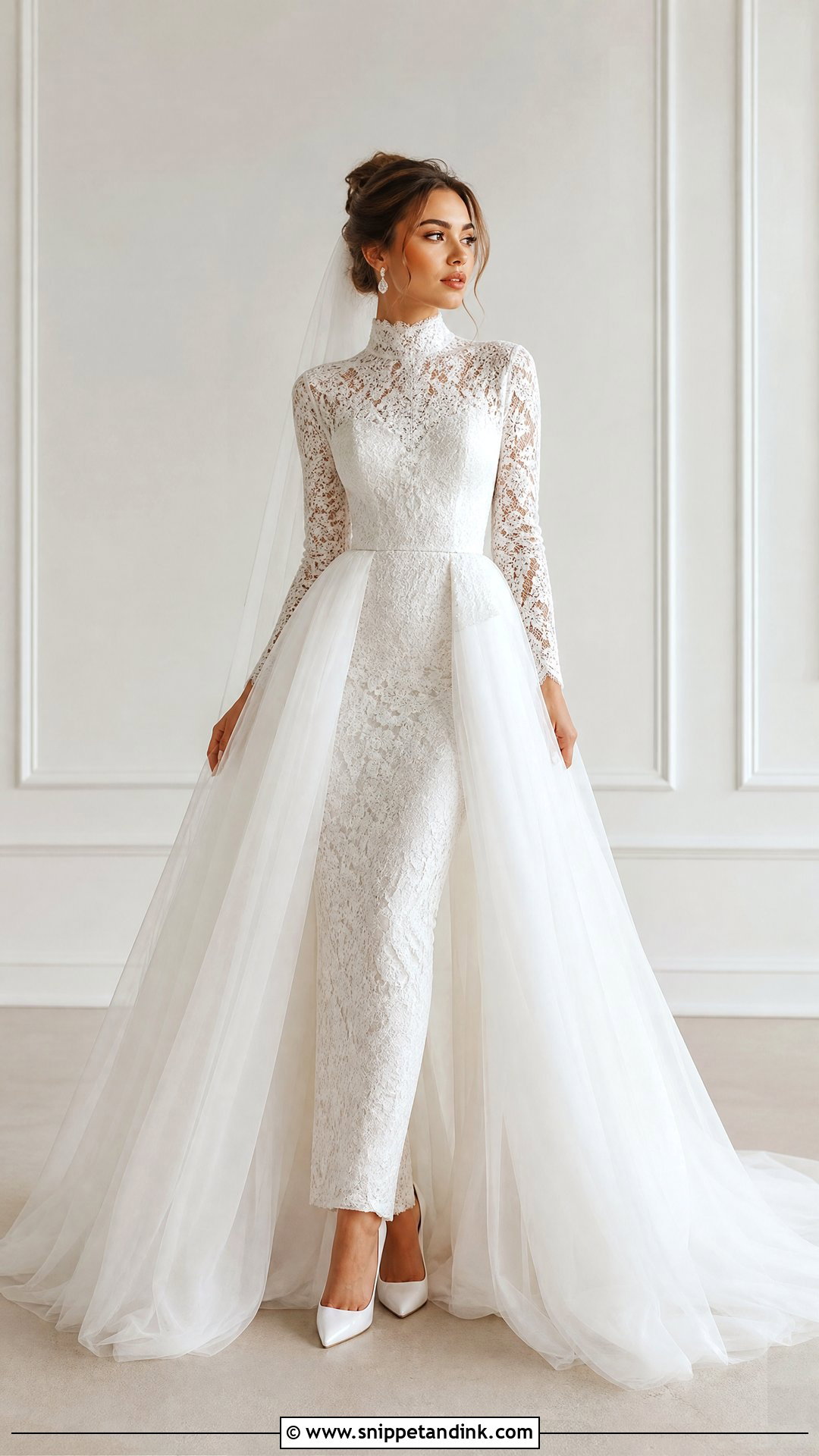 Turtleneck Wedding Dress With Detachable Skirt - Snippet and Ink - 25 Turtleneck Wedding Dress Ideas