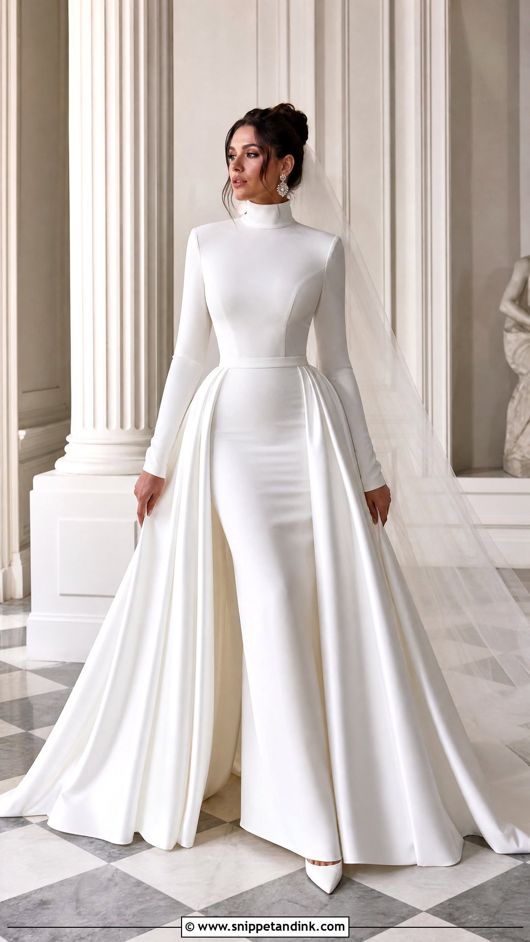 Turtleneck Wedding Dress With Detachable Skirt - Snippet and Ink - 20 Turtleneck Wedding Dresses