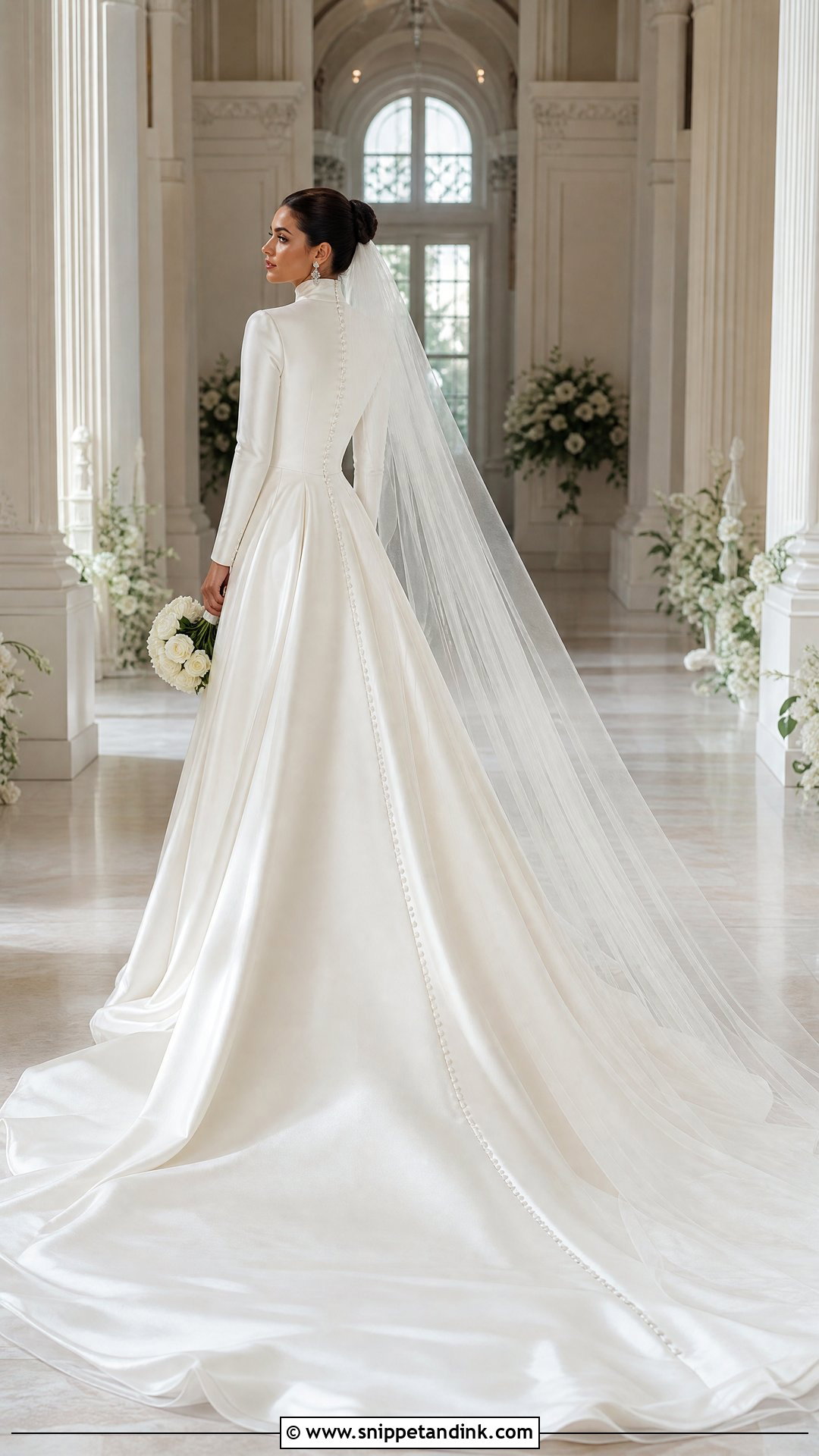Turtleneck Wedding Dress With Dramatic Train - Snippet and Ink - 20 Turtleneck Wedding Dresses