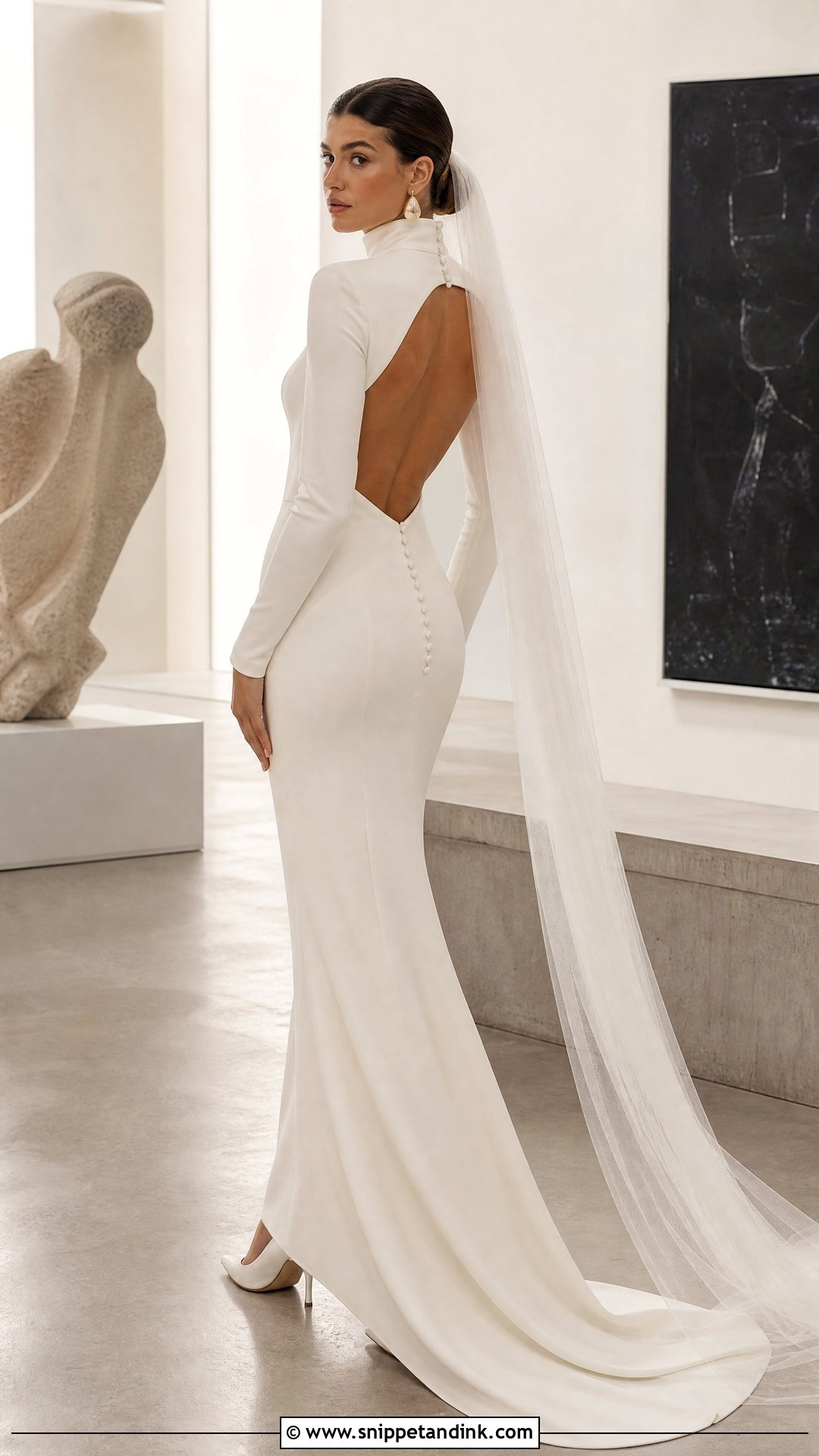 Turtleneck Wedding Dress With Open Back - Snippet and Ink - 20 Turtleneck Wedding Dresses