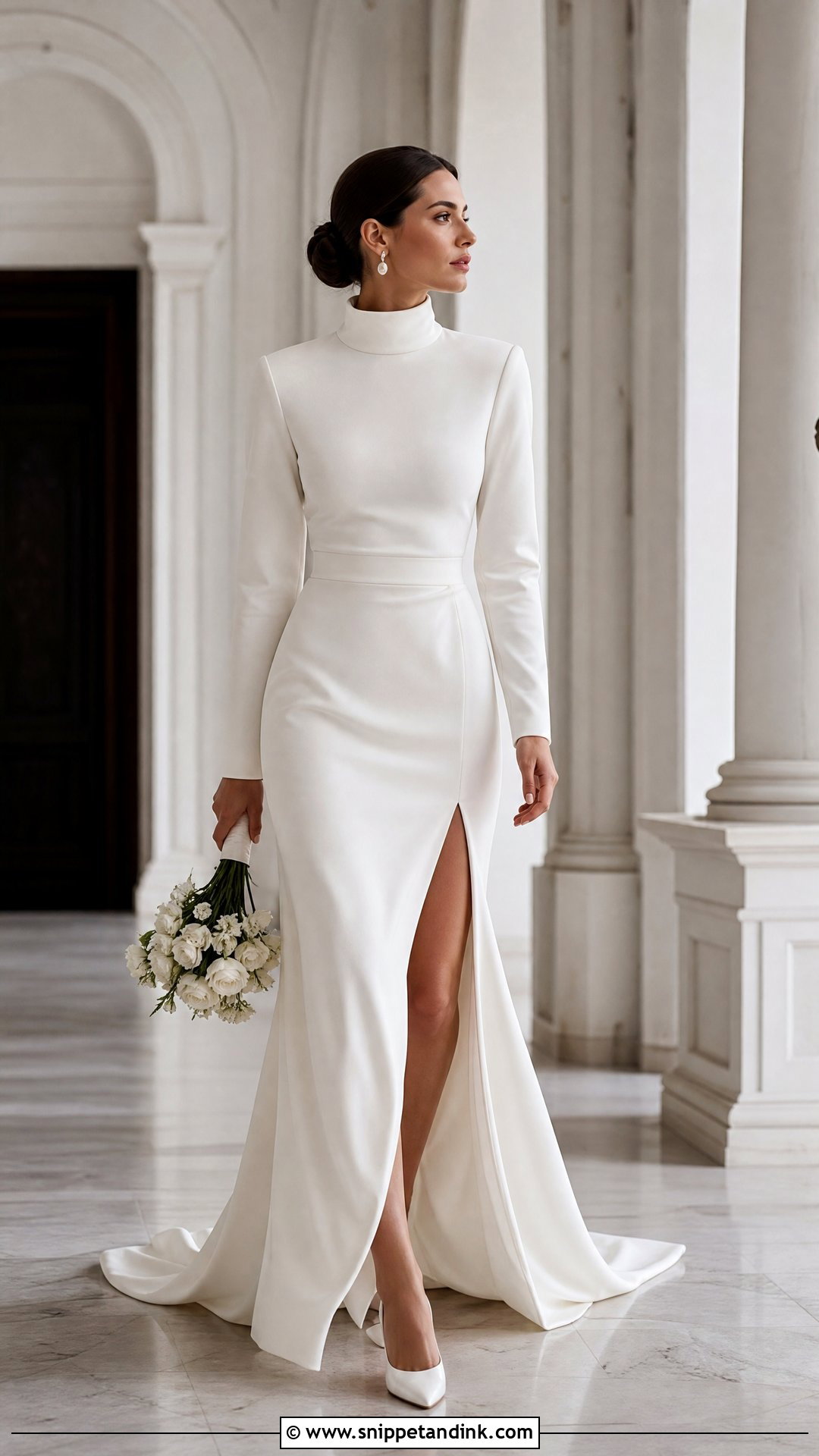 Turtleneck Wedding Dress With Slit - Snippet and Ink - 25 Turtleneck Wedding Dress Ideas