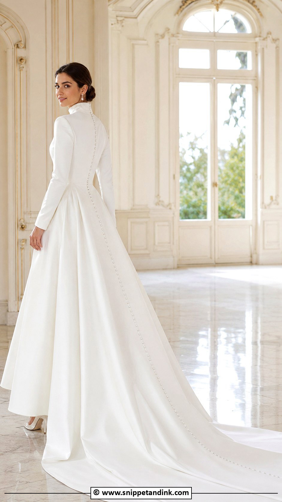 Turtleneck Wedding Dress With Train - Snippet and Ink - 25 Turtle Neck Wedding Dress Ideas
