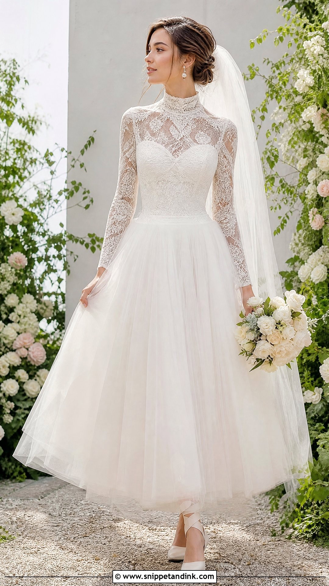 Turtleneck Wedding Dress With Tulle Skirt - Snippet and Ink - 25 Turtleneck Wedding Dress Ideas