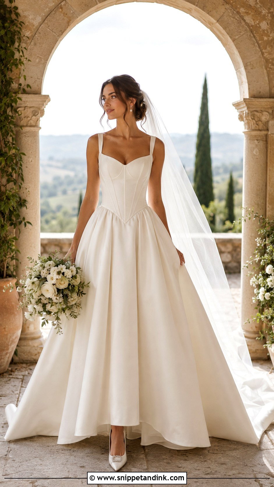 Tuscany Basque Waist Wedding Dress - Snippet and Ink - 25 Tuscany Wedding Dress Ideas