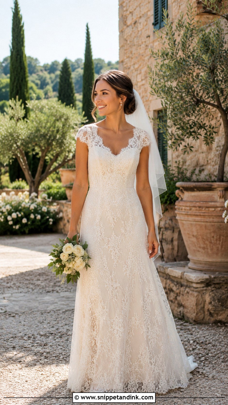 Tuscany Cap Sleeve Wedding Dress - Snippet and Ink - 25 Tuscany Wedding Dress Ideas