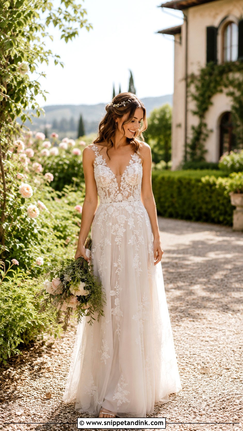 Tuscany Floral Embroidered Wedding Dress - Snippet and Ink - 25 Tuscany Wedding Dress Ideas