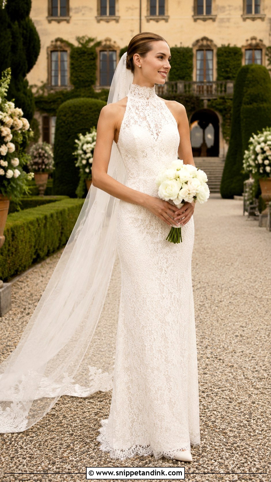 Tuscany High Neck Wedding Dress - Snippet and Ink - 25 Tuscany Wedding Dress Ideas