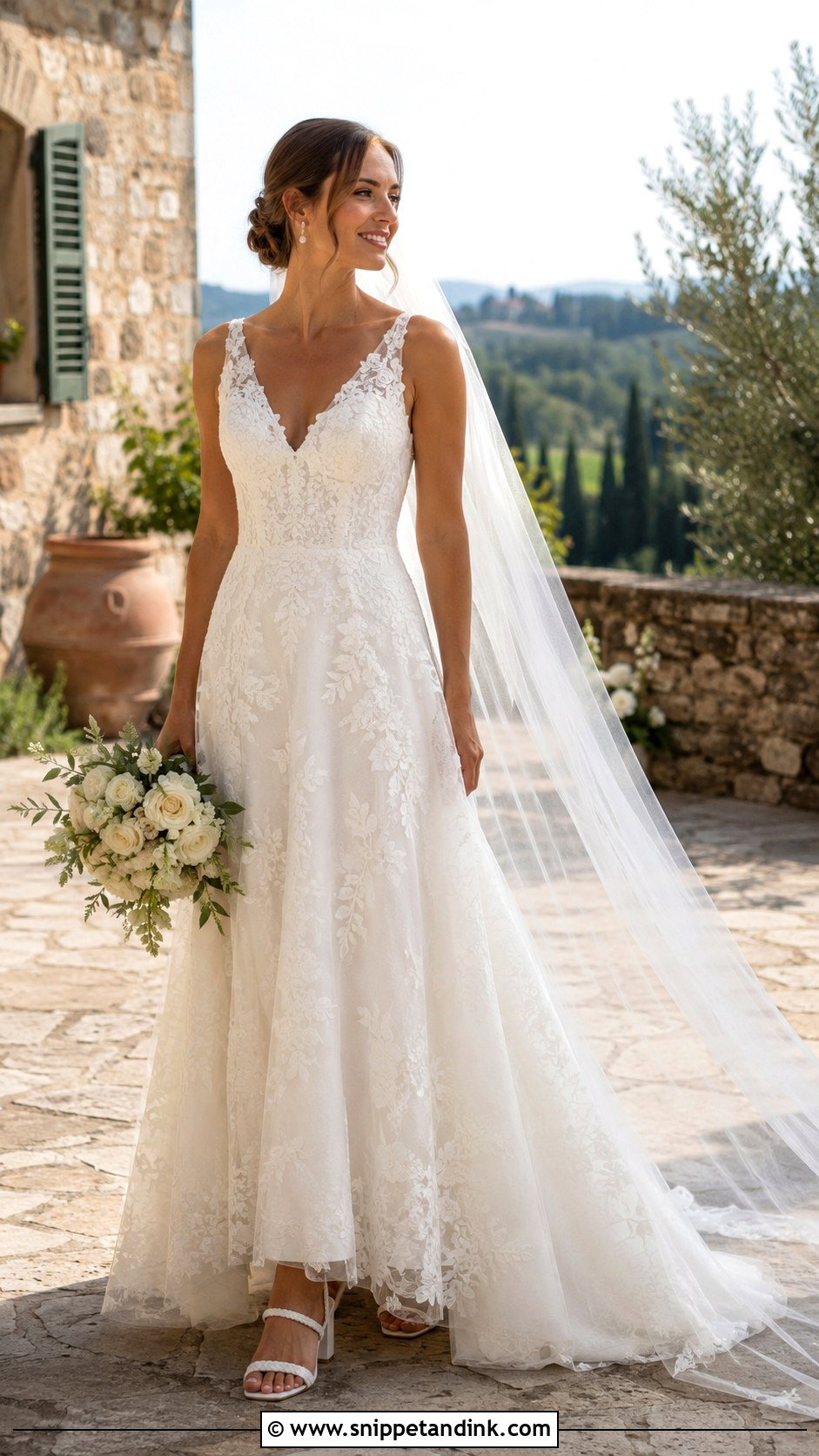 Tuscany Lace A Line Wedding Dress - Snippet and Ink - 25 Tuscany Wedding Dress Ideas
