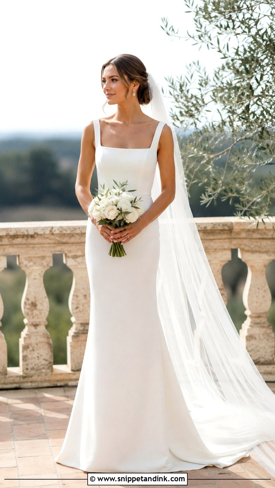 Tuscany Minimalist Crepe Wedding Dress - Snippet and Ink - 25 Tuscany Wedding Dress Ideas