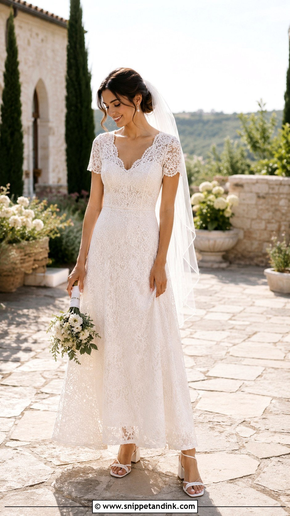 Tuscany Short Sleeve Wedding Dress - Snippet and Ink - 25 Tuscany Wedding Dress Ideas