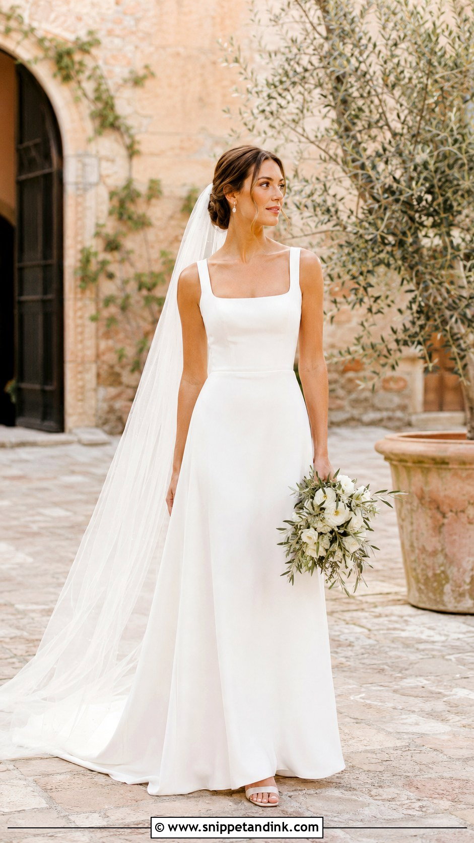 Tuscany Square Neck Wedding Dress - Snippet and Ink - 25 Tuscany Wedding Dress Ideas