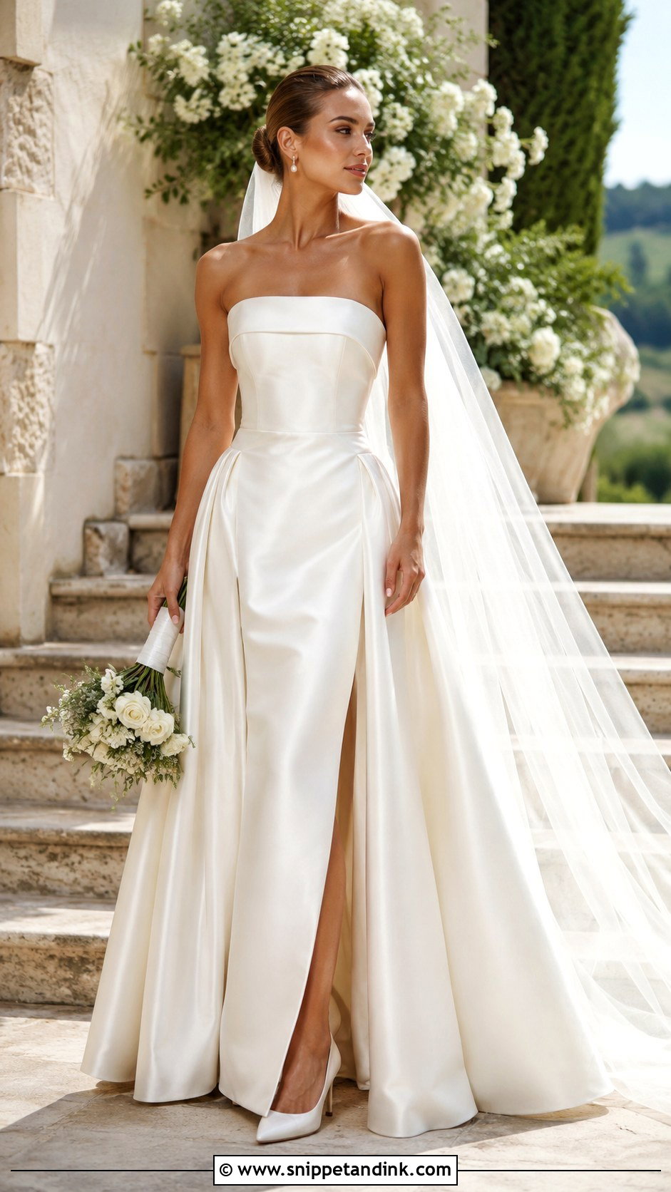 Tuscany Strapless Satin Wedding Dress - Snippet and Ink - 25 Tuscany Wedding Dress Ideas