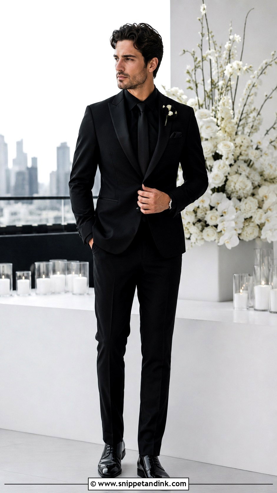 Tux With Black Shirt - Snippet and Ink - 30 Wedding Tux Ideas