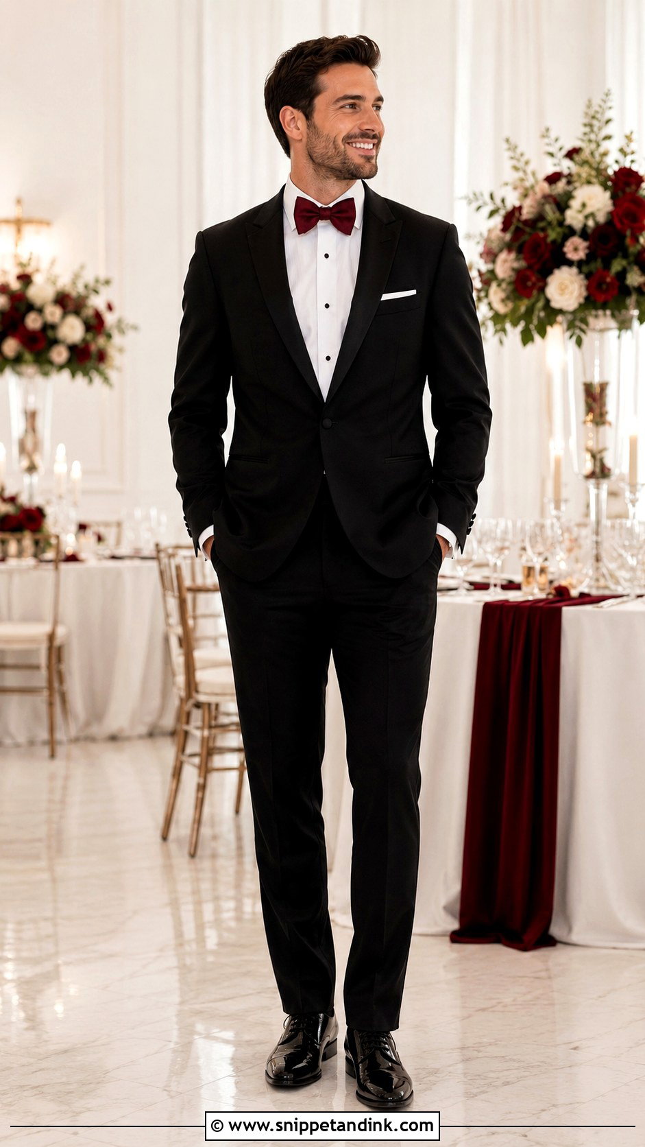 Tux With Colored Bow Tie - Snippet and Ink - 30 Wedding Tux Ideas