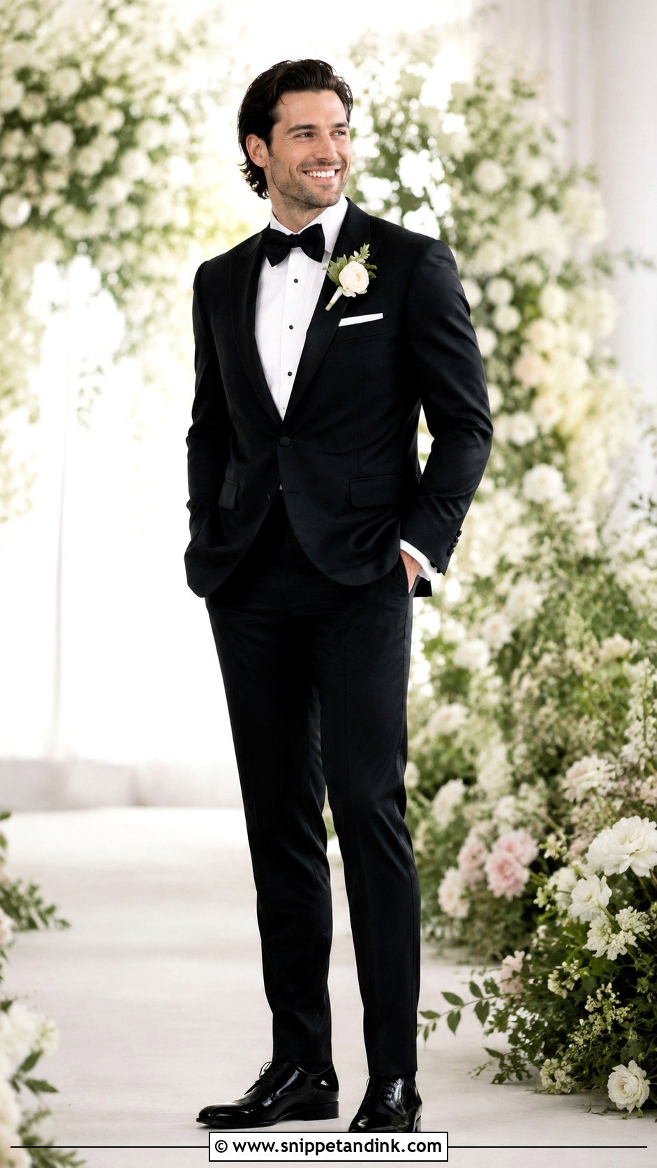 Tux With Floral Boutonniere - Snippet and Ink - 30 Wedding Tux Ideas