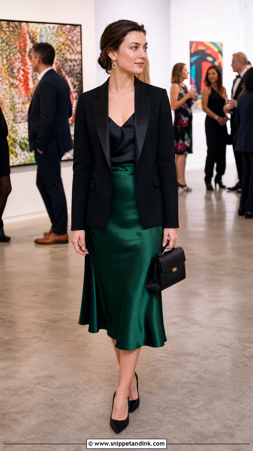 Tuxedo Blazer And Satin Skirt Cocktail Formal Wedding Attire - Snippet and Ink - 25 Cocktail Formal Wedding Attire Ideas