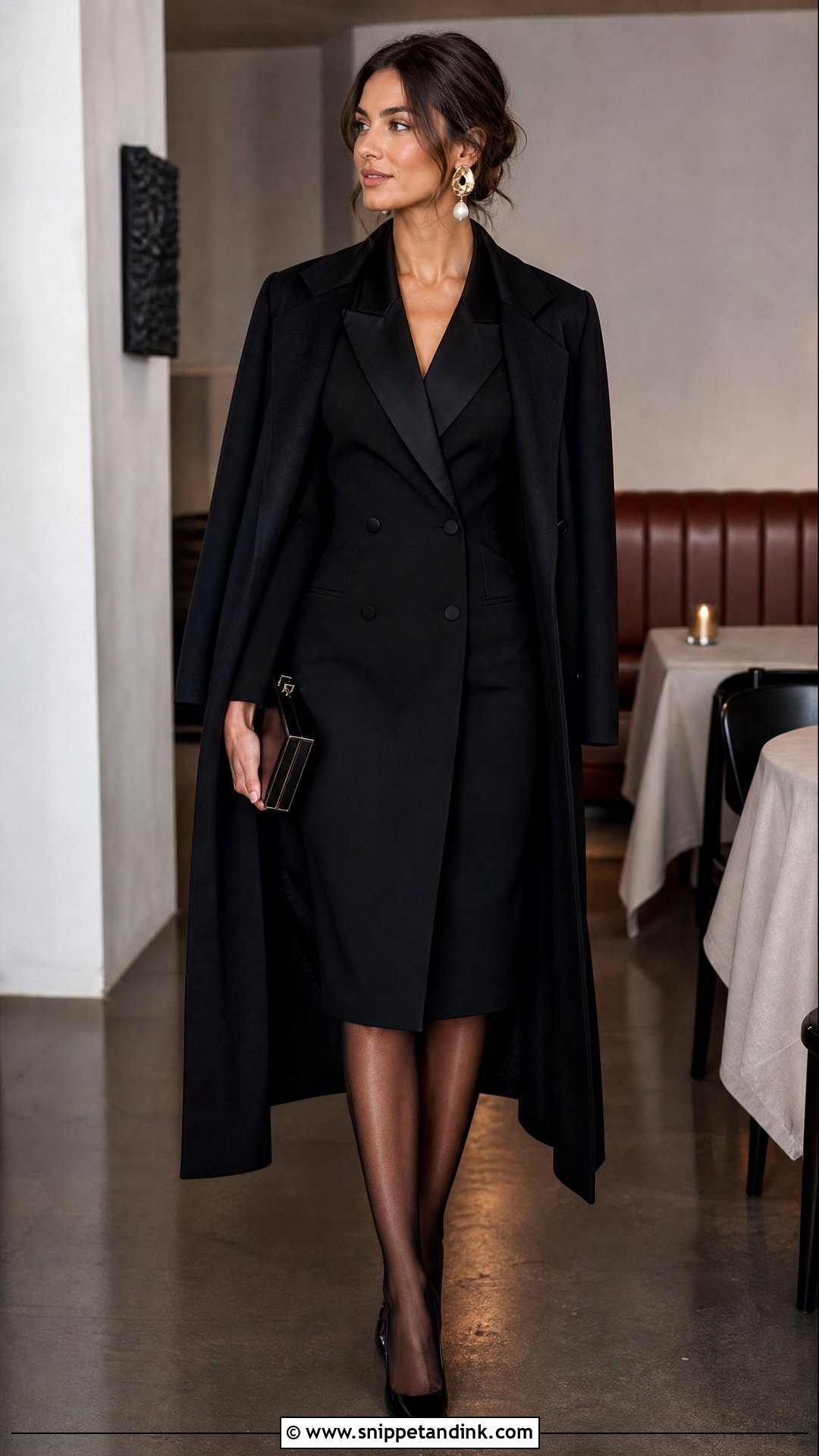 Tuxedo Dress Winter Rehearsal Dinner Outfit - Snippet and Ink - 25 Winter Rehearsal Dinner Outfit Ideas