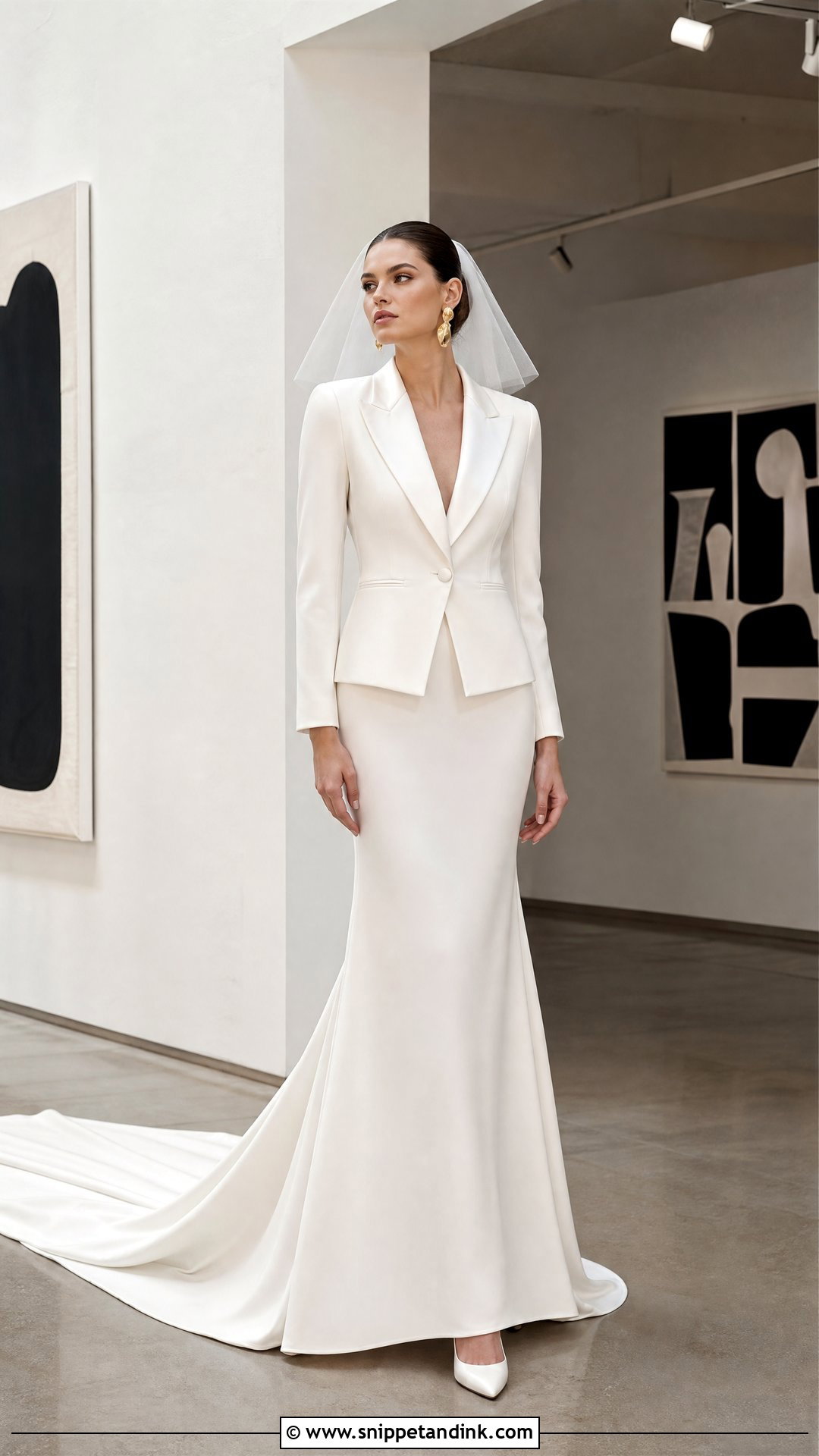 Tuxedo Wedding Dress With Train - Snippet and Ink - 25 Runway Wedding Dress Ideas