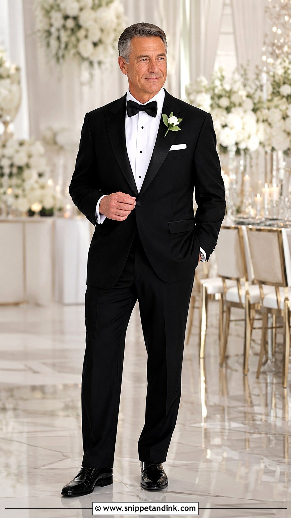 Tuxedo With Black Bow Tie - Snippet and Ink - 25 Father of the Bride Suit Ideas