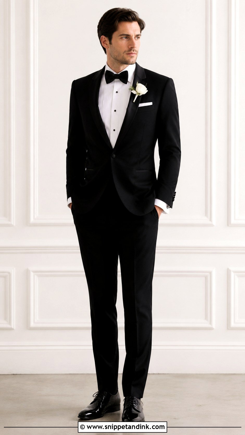 Tuxedo With Bow Tie Wedding Look - Snippet and Ink - 30 Tuxedo Wedding Ideas