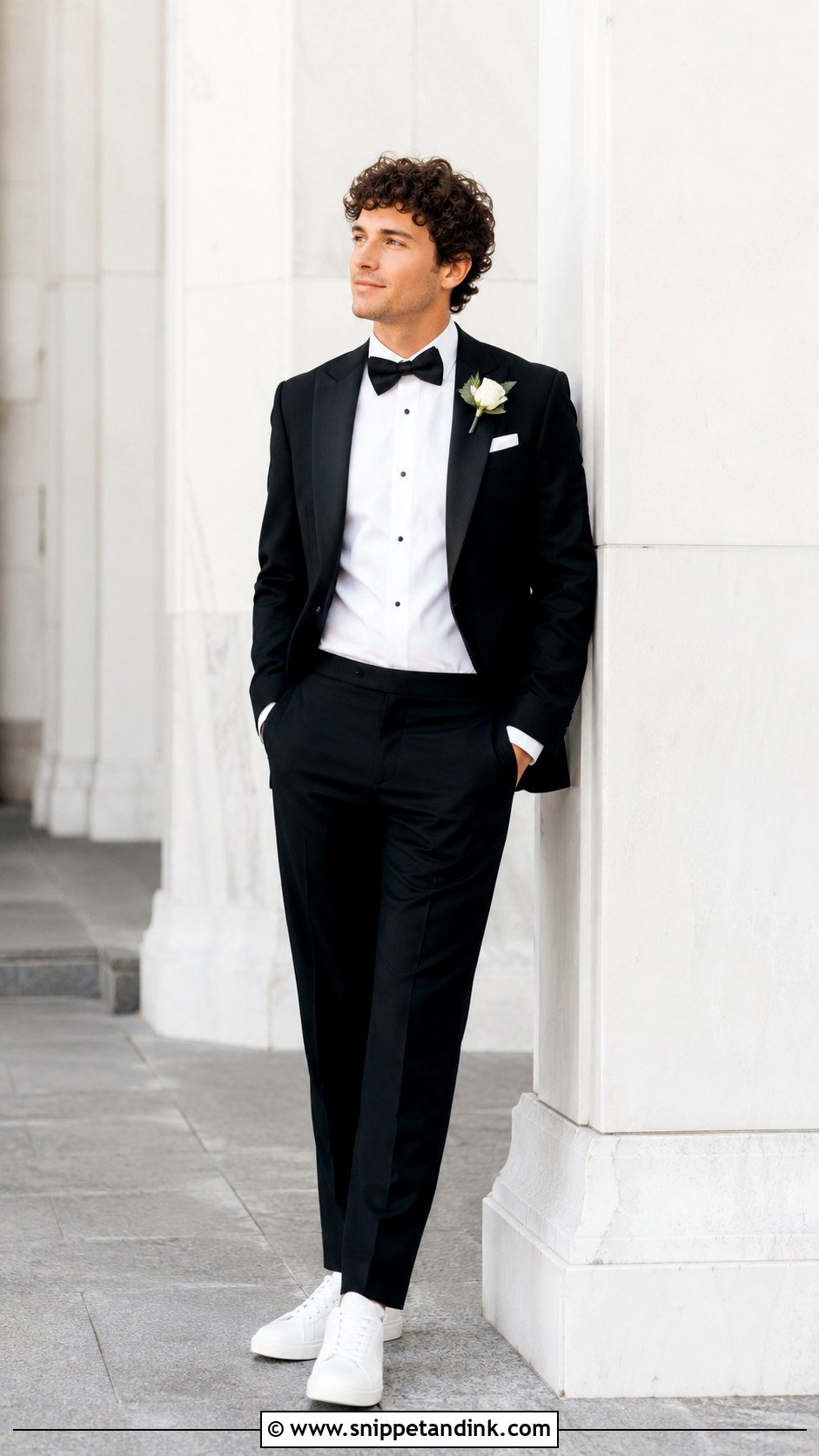 Tuxedo With Sneakers Wedding Look - Snippet and Ink - 30 Tuxedo Wedding Ideas