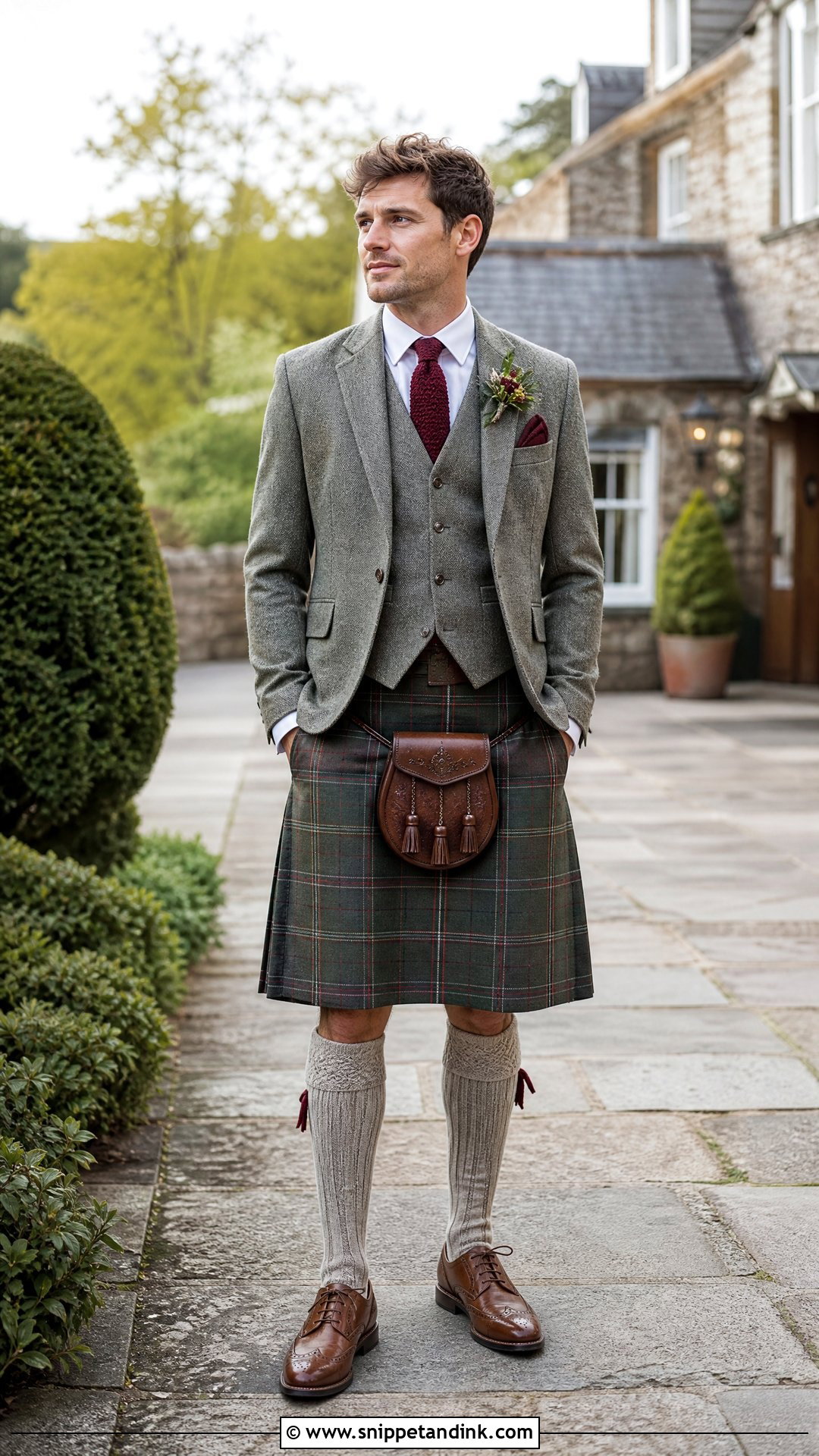 Tweed Jacket Wedding Kilt Outfit - Snippet and Ink - 20 Wedding Kilt Ideas