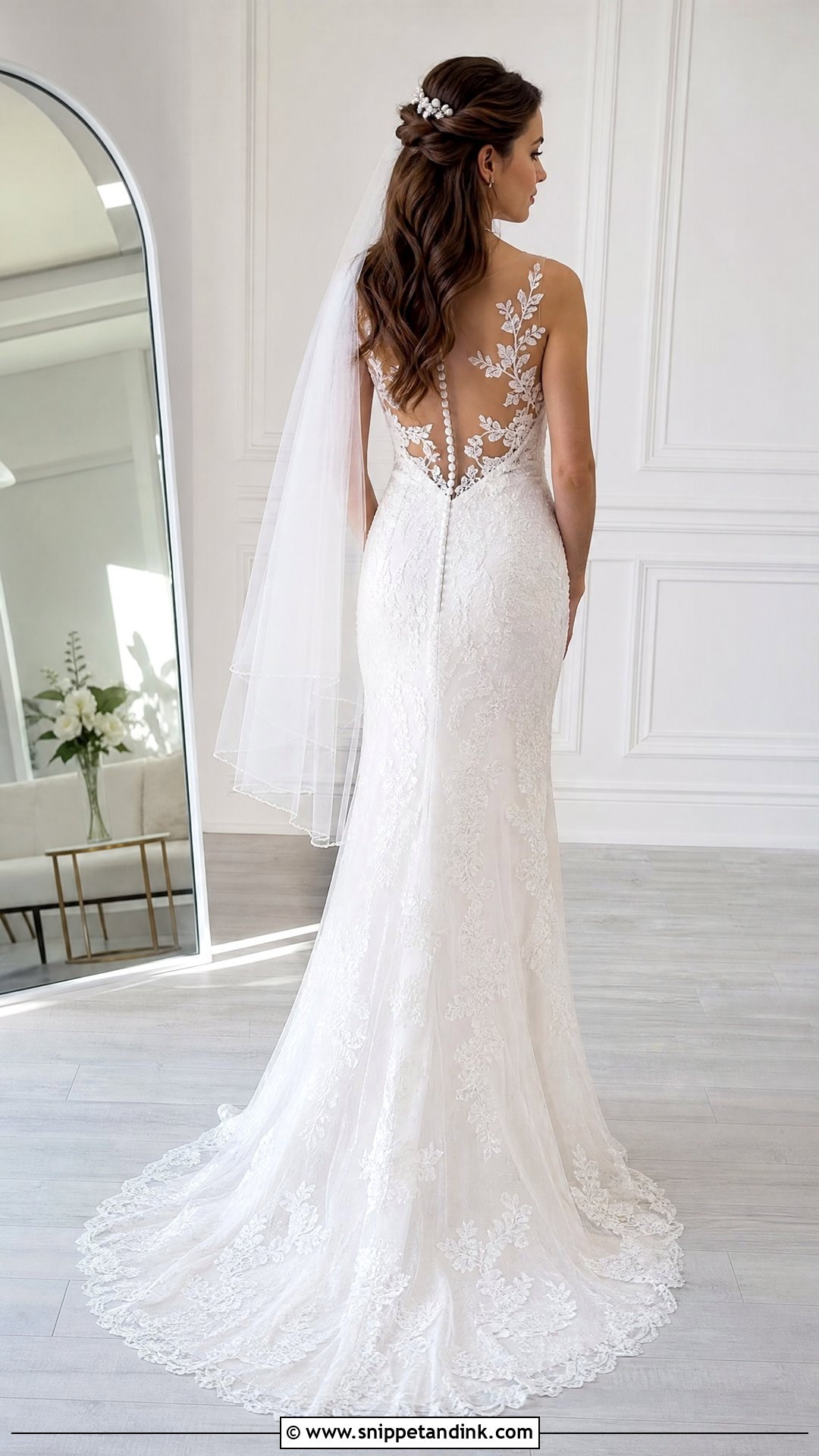 Twisted Half Up Hairstyle For Open Back Wedding Dress - Snippet and Ink - 20 Open Back Wedding Dress Hairstyles