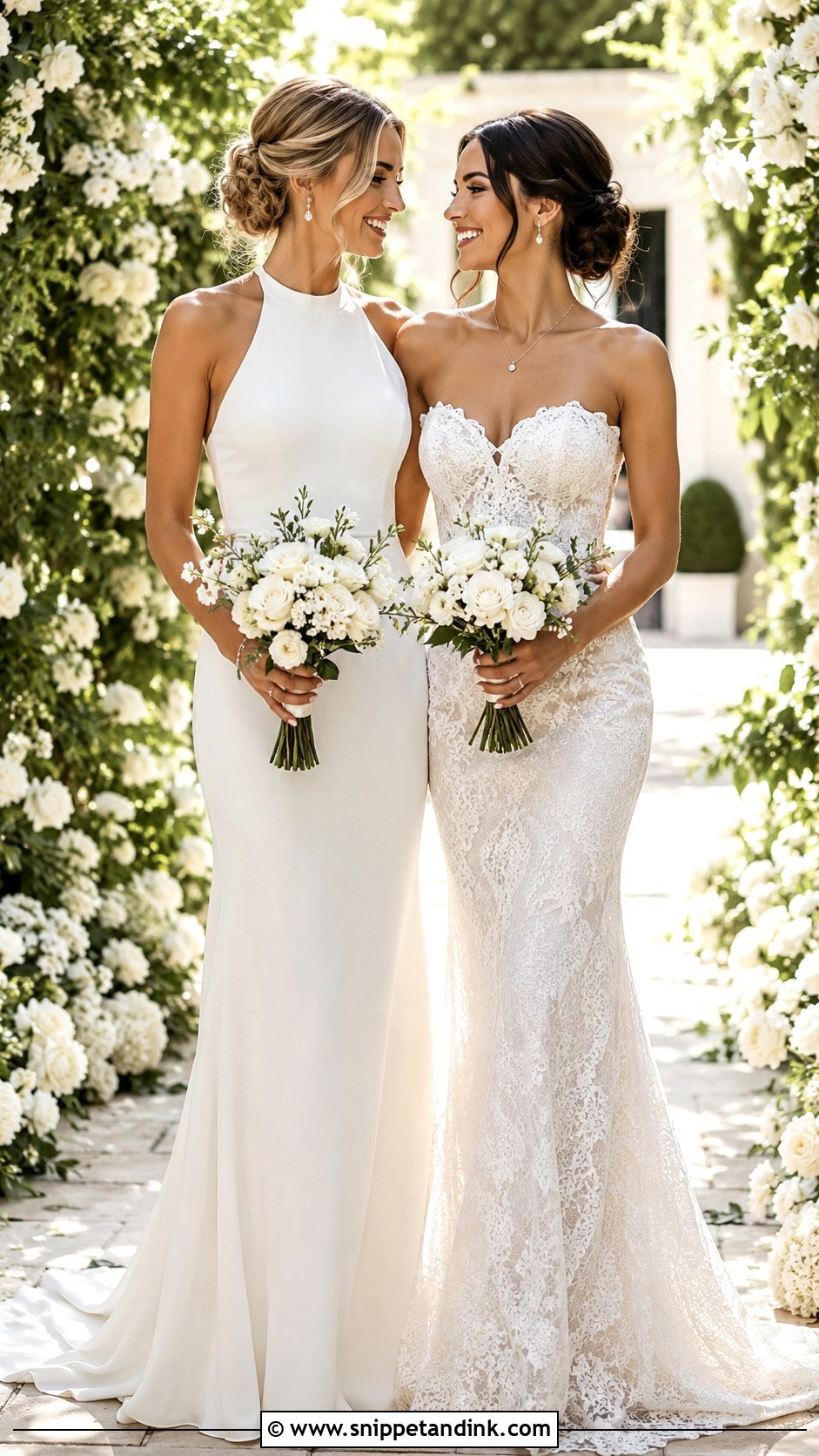 Two Bride Matching Dress Outfit - Snippet and Ink - 30 Lesbian Wedding Outfits